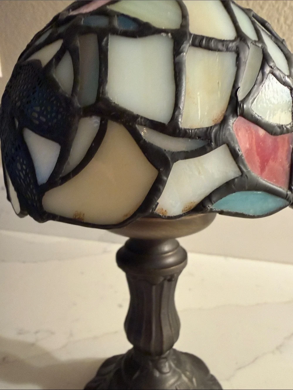 Vintage Stained Glass Dragonfly Candle Holder